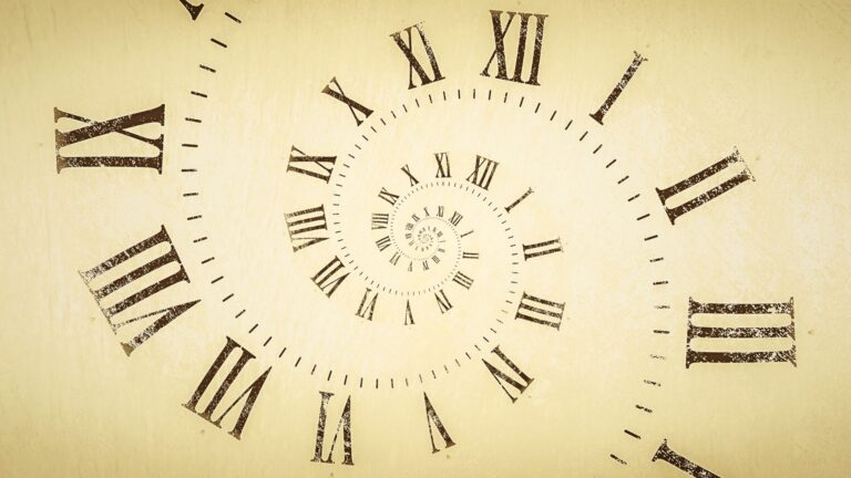 Symbolbild zur Selbsthypnose Anleitung: Eine Spirale aus römischen Ziffern visualisiert den Weg ins Unterbewusstsein und das Gefühl von Zeitlosigkeit in Trance.