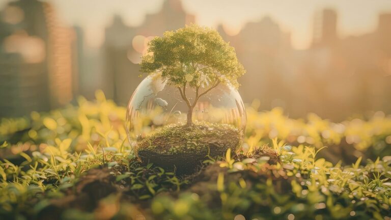 Eine Seifenblase umschließt einen Miniatur-Baum auf dem Moos. Mandy Passon bietet Hypnosetherapie in Rudolstadt an.